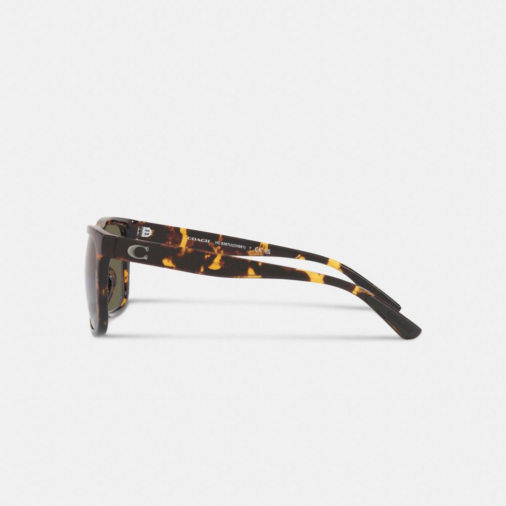 Brown Men Coach Beveled Signature Flat Top Square Sunglasses | MY_CH37576