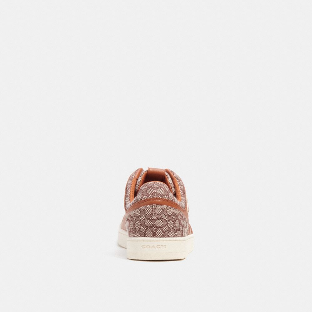 Brown Men Coach C201 In Micro Signature Jacquard Burnished Amber Sneakers | MY_CH84732