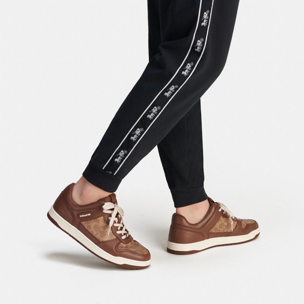 Brown Men Coach C201 In Signature Sneakers | MY_CH13497