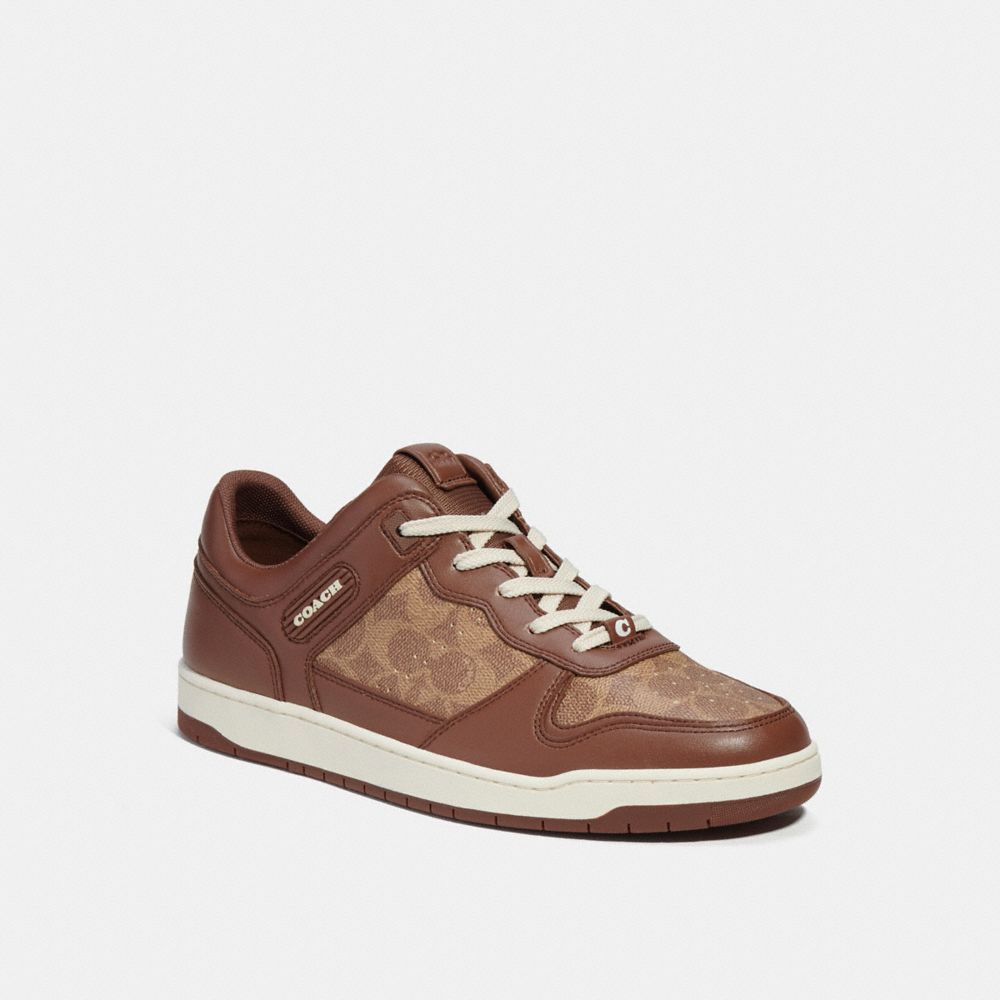 Brown Men Coach C201 In Signature Sneakers | MY_CH13497