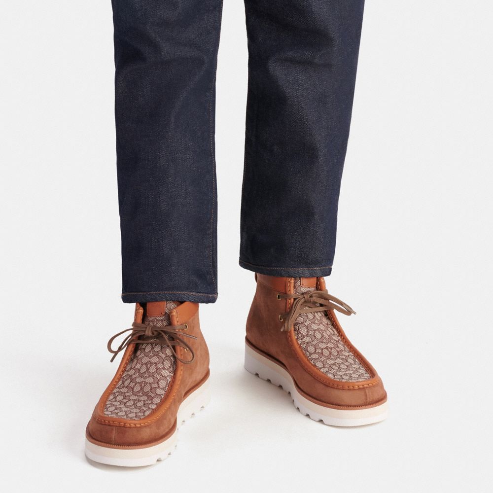 Brown Men Coach Chukka In Micro Signature Jacquard Boots | MY_CH30048