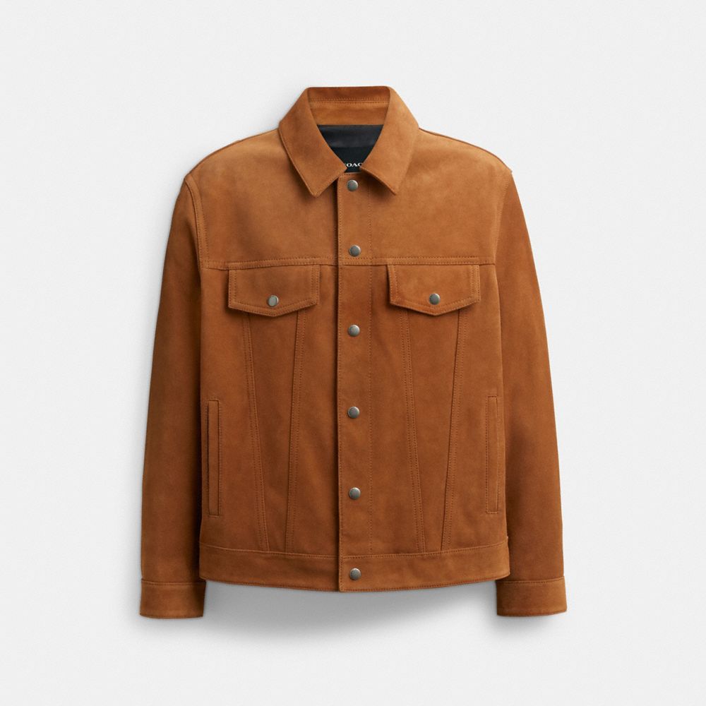 Brown Men Coach Suede Leather Tan Jackets | MY_CH85742