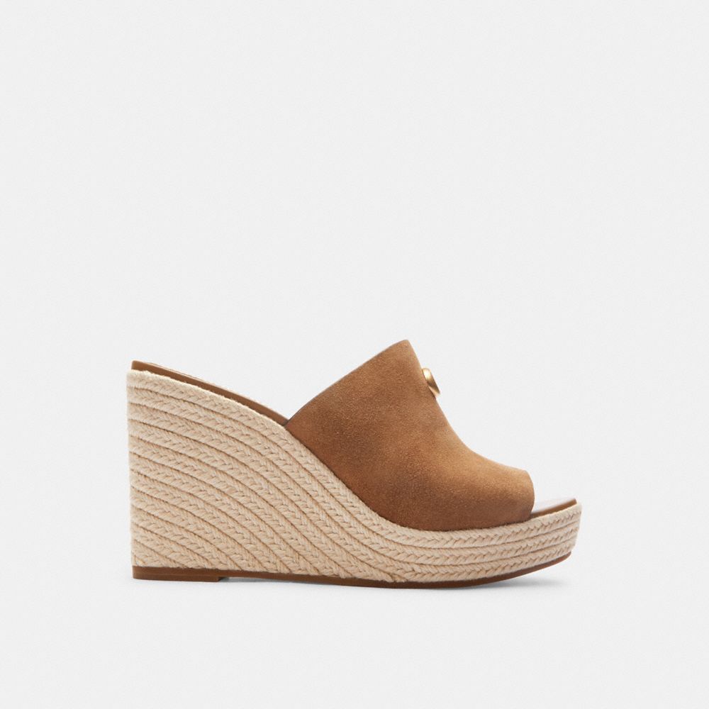 Brown Women Coach Gloria Wedge Coconut Sandals | MY_CH40007