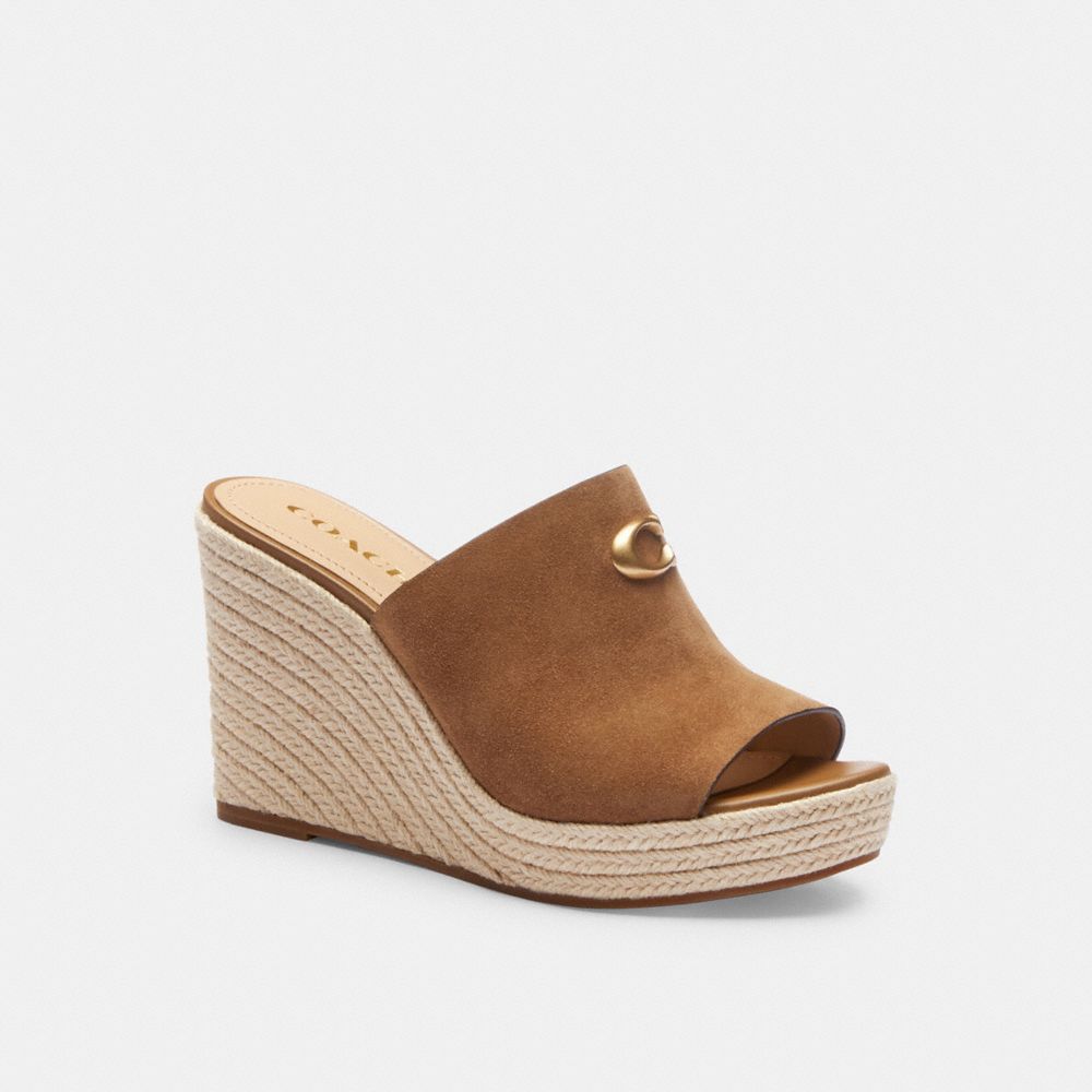 Brown Women Coach Gloria Wedge Coconut Sandals | MY_CH40007