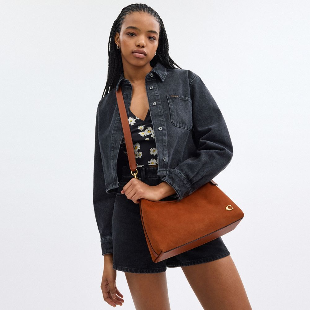 Brown Women Coach Juliet Brass Shoulder Bags | MY_CH97912