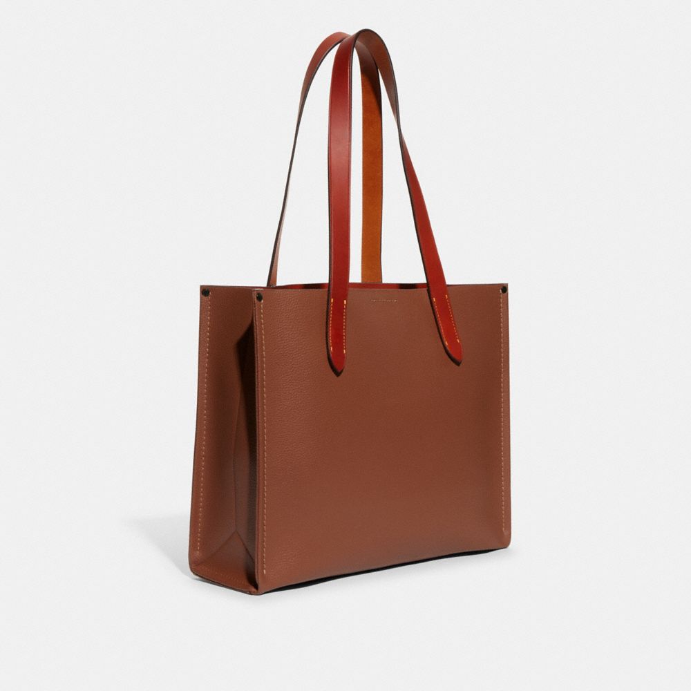 Brown Women Coach Relay 34 Polished Pebble Leather Tote Bag | MY_CH21471