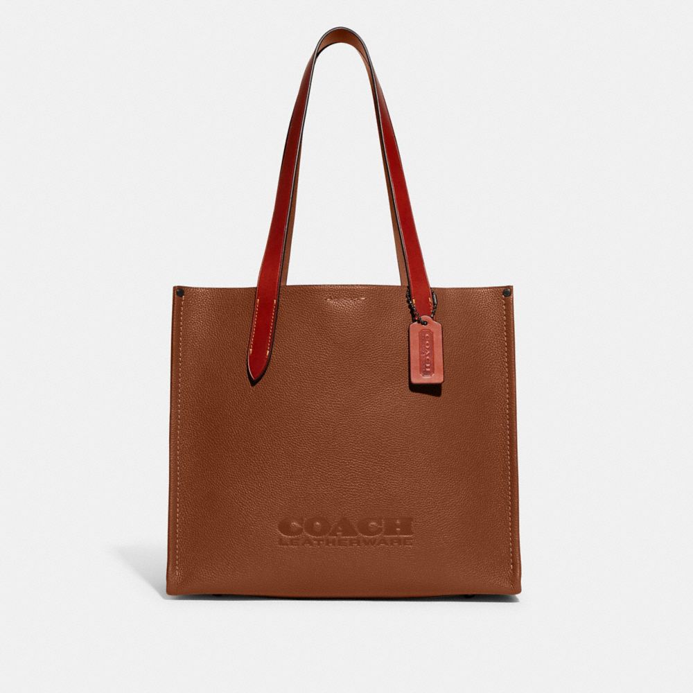 Brown Women Coach Relay 34 Polished Pebble Leather Tote Bag | MY_CH21471