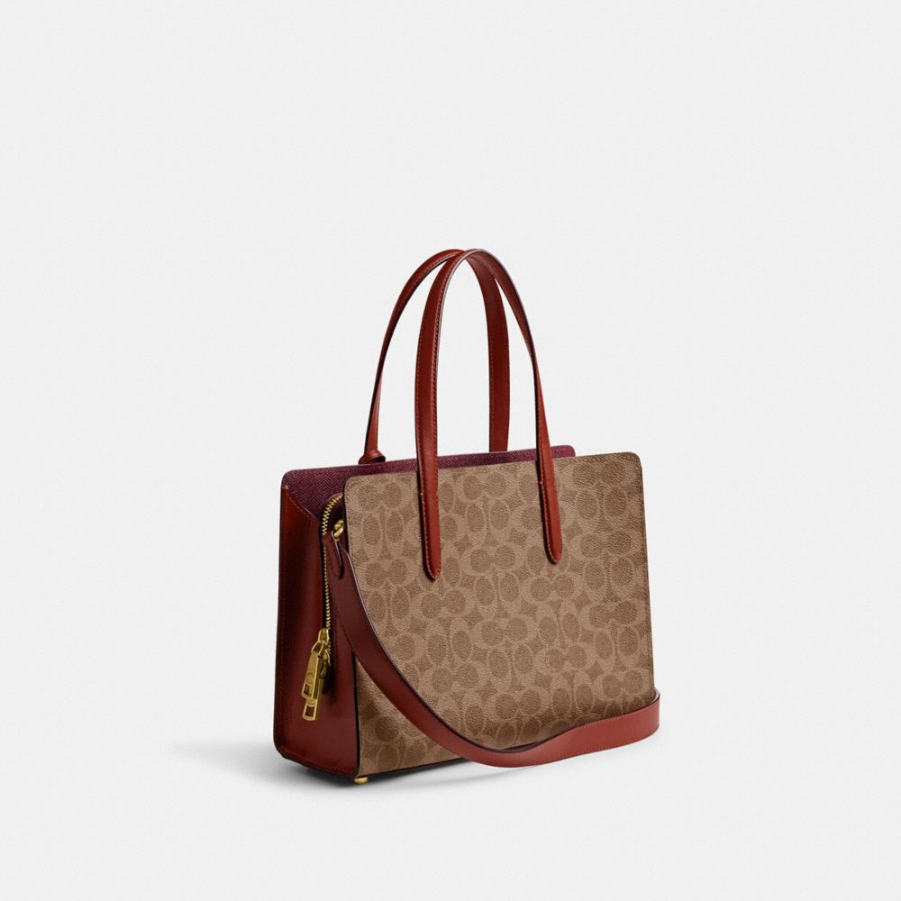 Brown / Red Women Coach Carter 28 In Signature Handbag | MY_CH62749