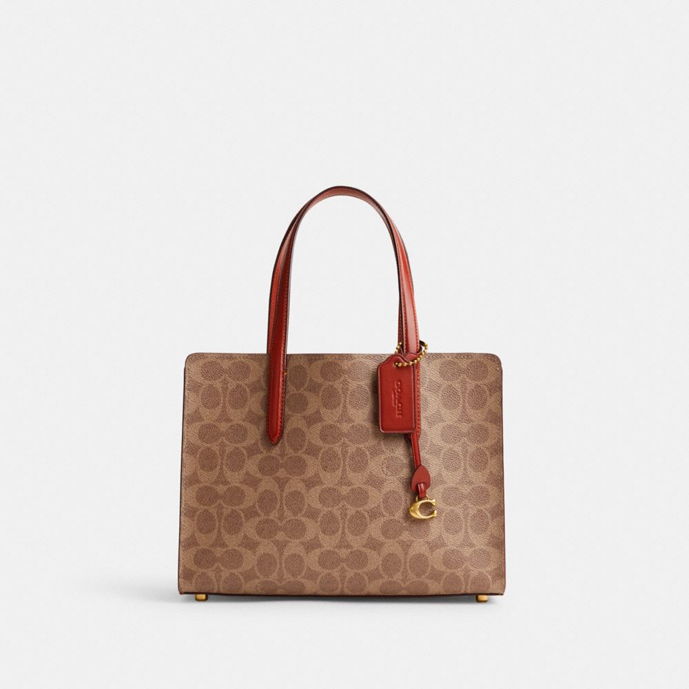 Brown / Red Women Coach Carter 28 In Signature Handbag | MY_CH62749