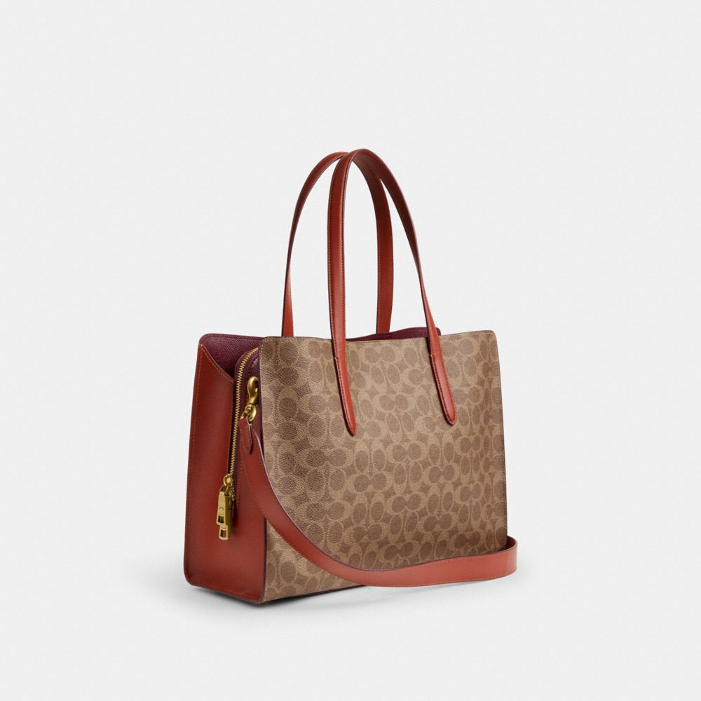 Brown / Red Women Coach Carter In Signature Handbag | MY_CH46459