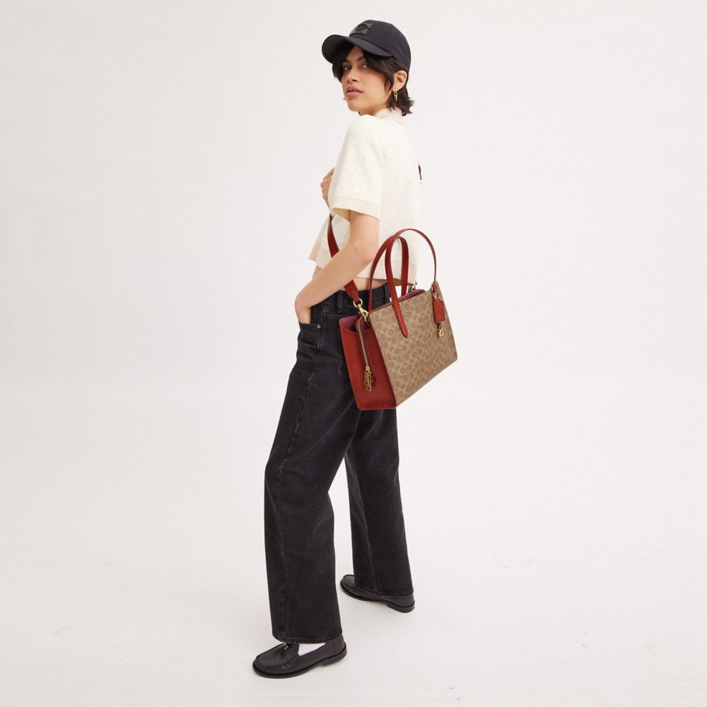 Brown / Red Women Coach Carter In Signature Handbag | MY_CH46459