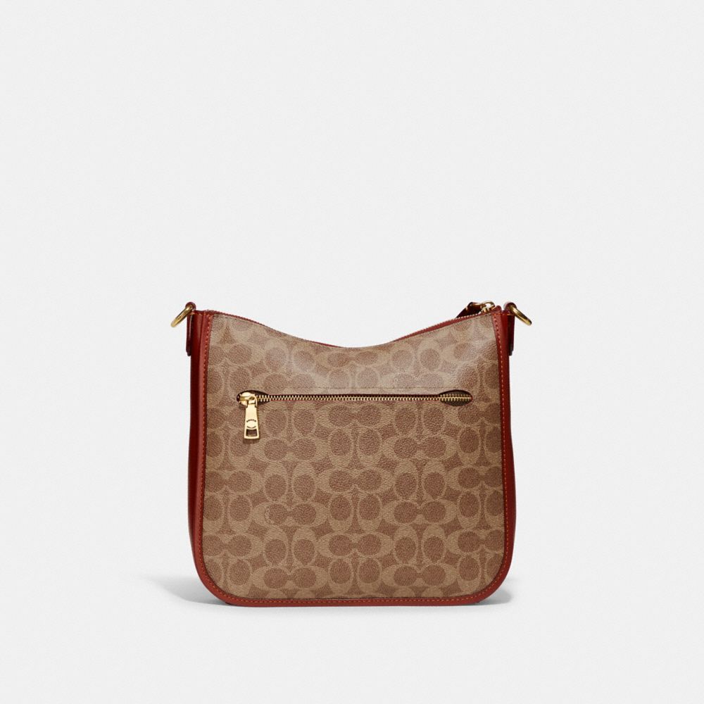 Brown / Red Women Coach Chaise In Signature Canvas Brass Crossbody Bags | MY_CH37584