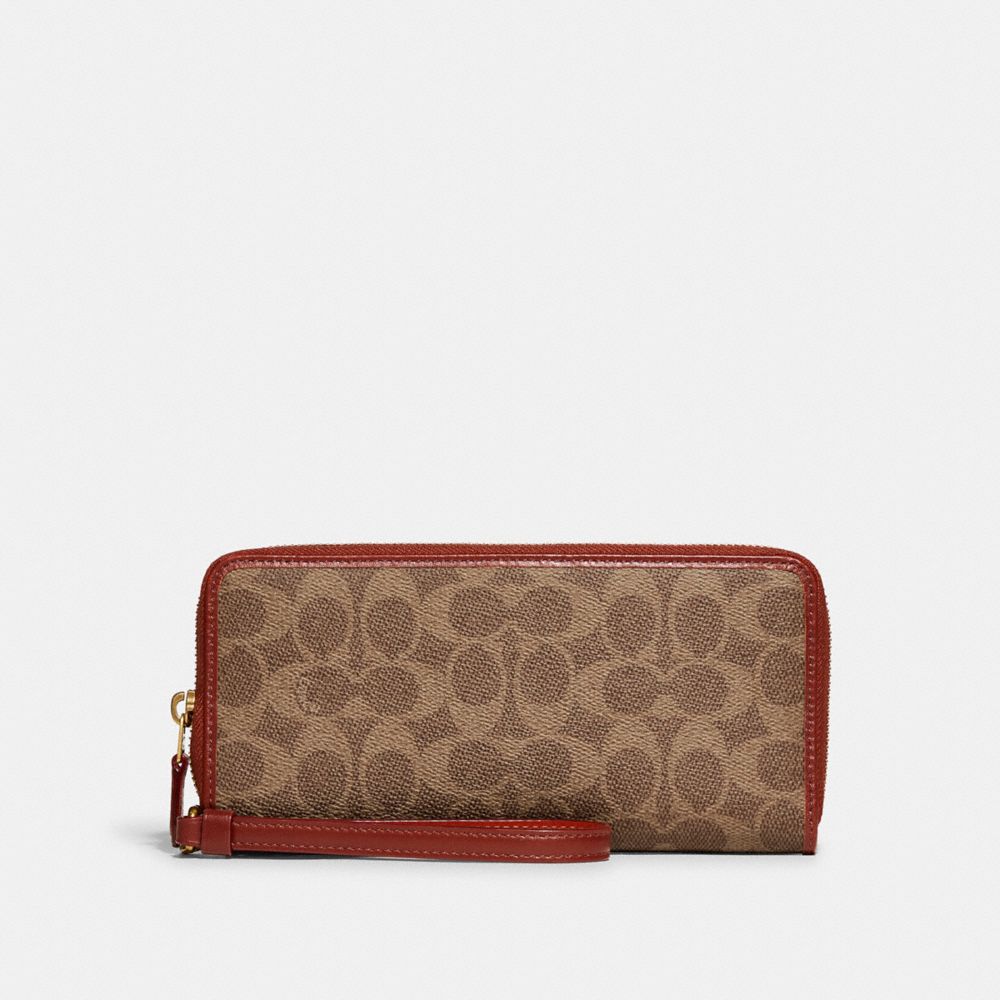 Brown / Red Women Coach Continental In Signature Large Wallets | MY_CH29933