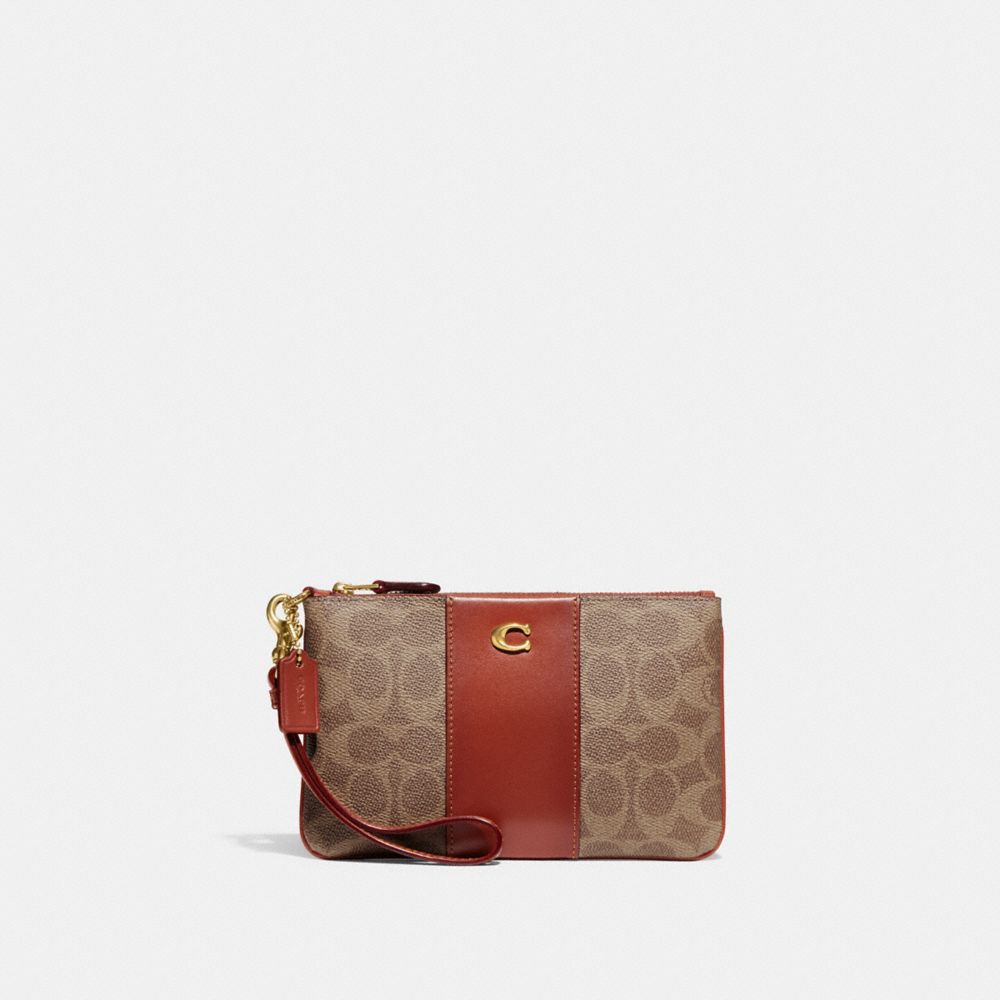 Brown / Red Women Coach Small In Signature Small Wallets | MY_CH85266