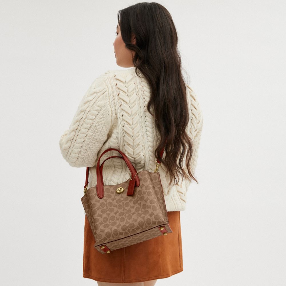 Brown / Red Women Coach Willow 24 In Signature Tote Bag | MY_CH22997