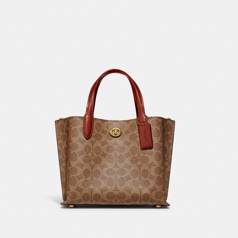 Brown / Red Women Coach Willow 24 In Signature Tote Bag | MY_CH22997