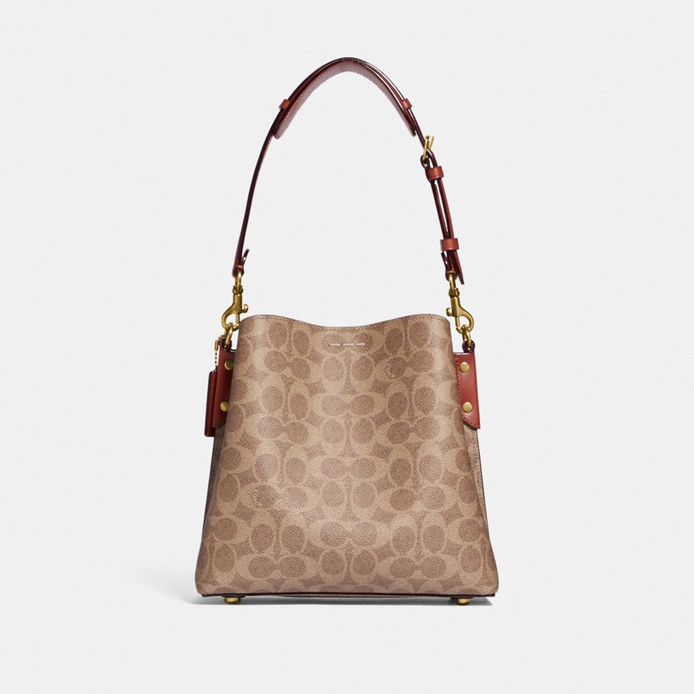 Brown / Red Women Coach Willow Bucket In Signature Shoulder Bags | MY_CH90246