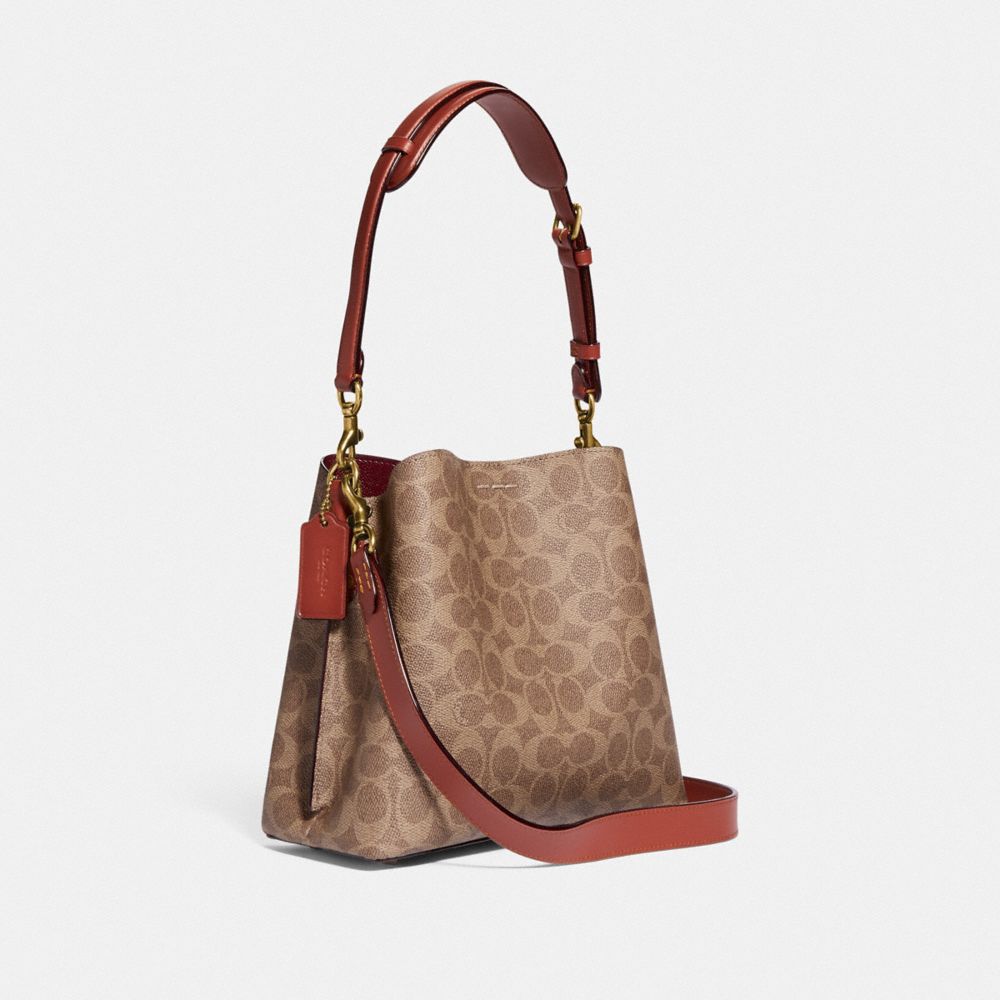 Brown / Red Women Coach Willow Bucket In Signature Shoulder Bags | MY_CH90246