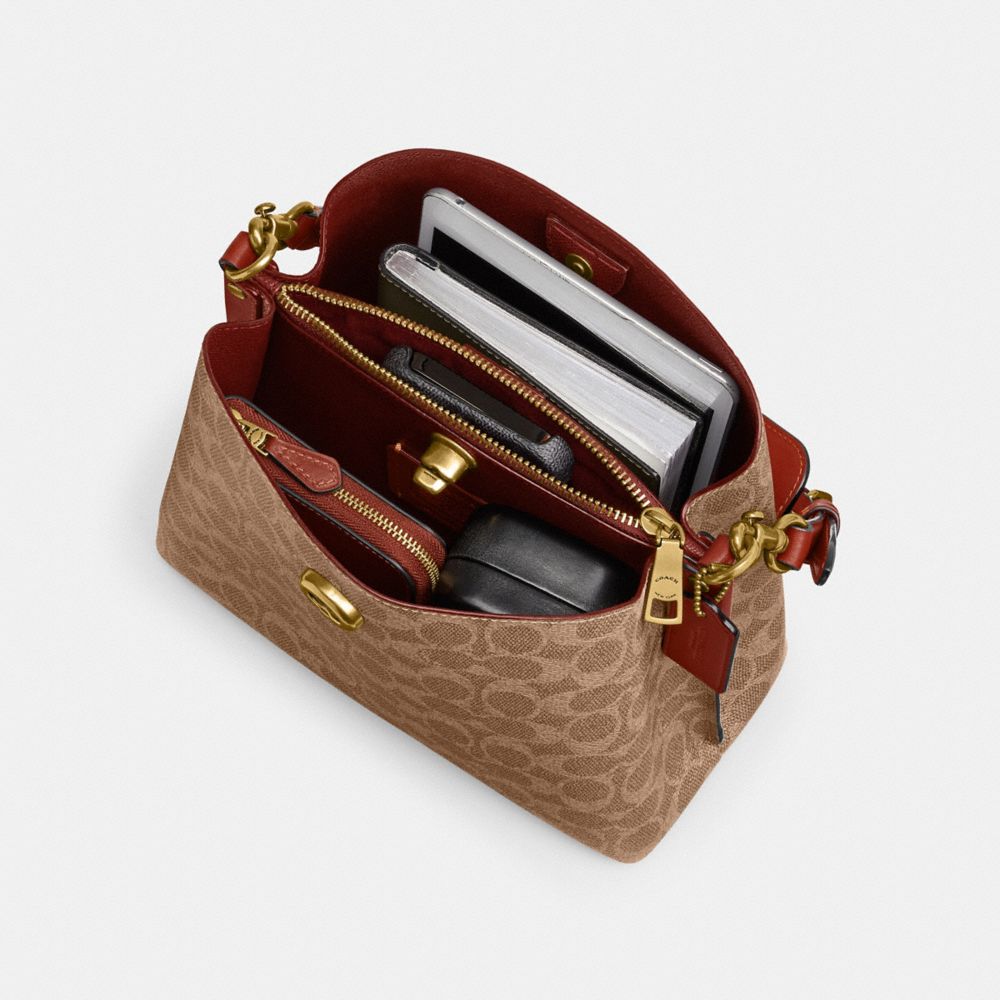 Brown / Red Women Coach Willow Bucket In Signature Shoulder Bags | MY_CH90246