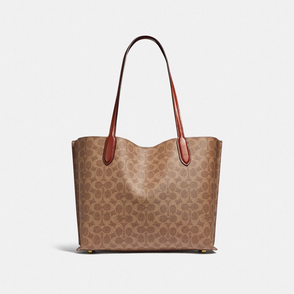 Brown / Red Women Coach Willow In Signature Tote Bag | MY_CH98035