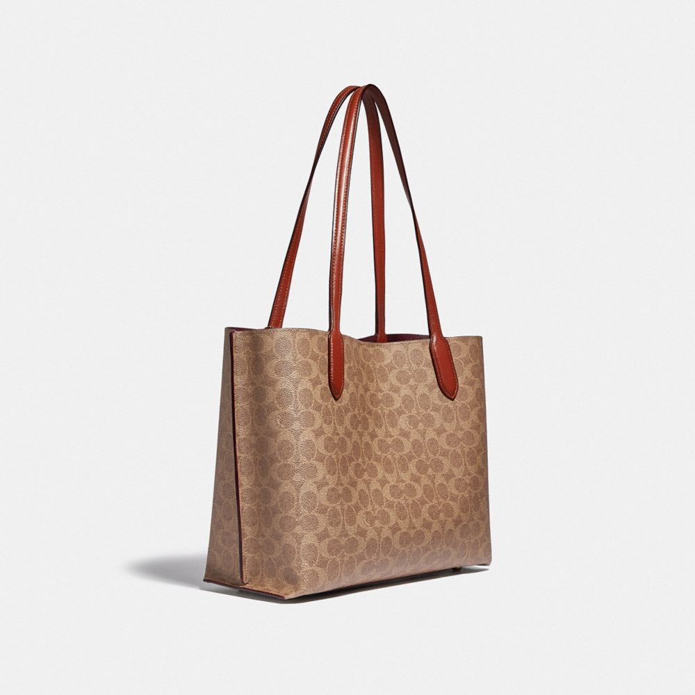 Brown / Red Women Coach Willow In Signature Tote Bag | MY_CH98035