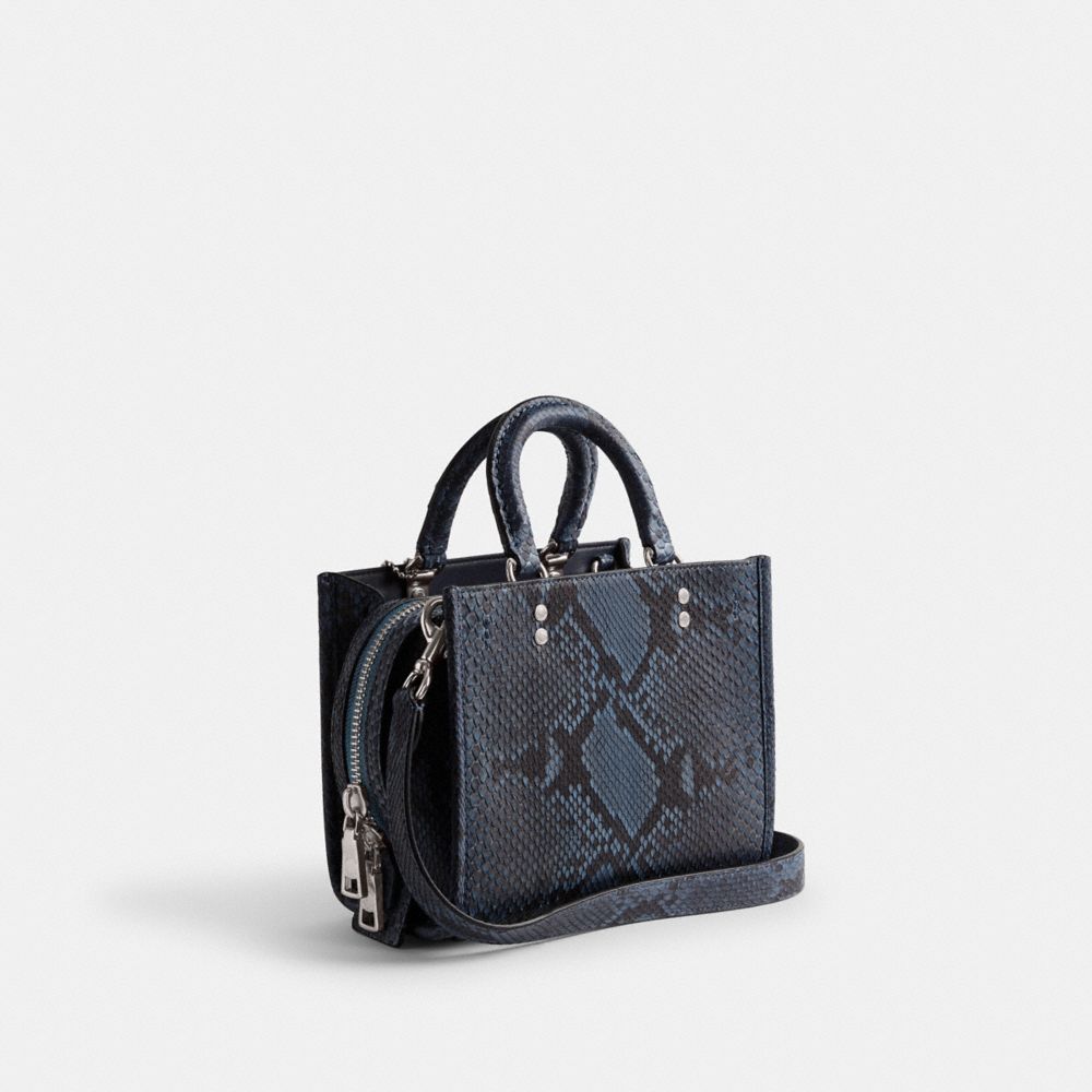 Dark Blue Women Coach Rogue 20 In Python Handbag | MY_CH61769