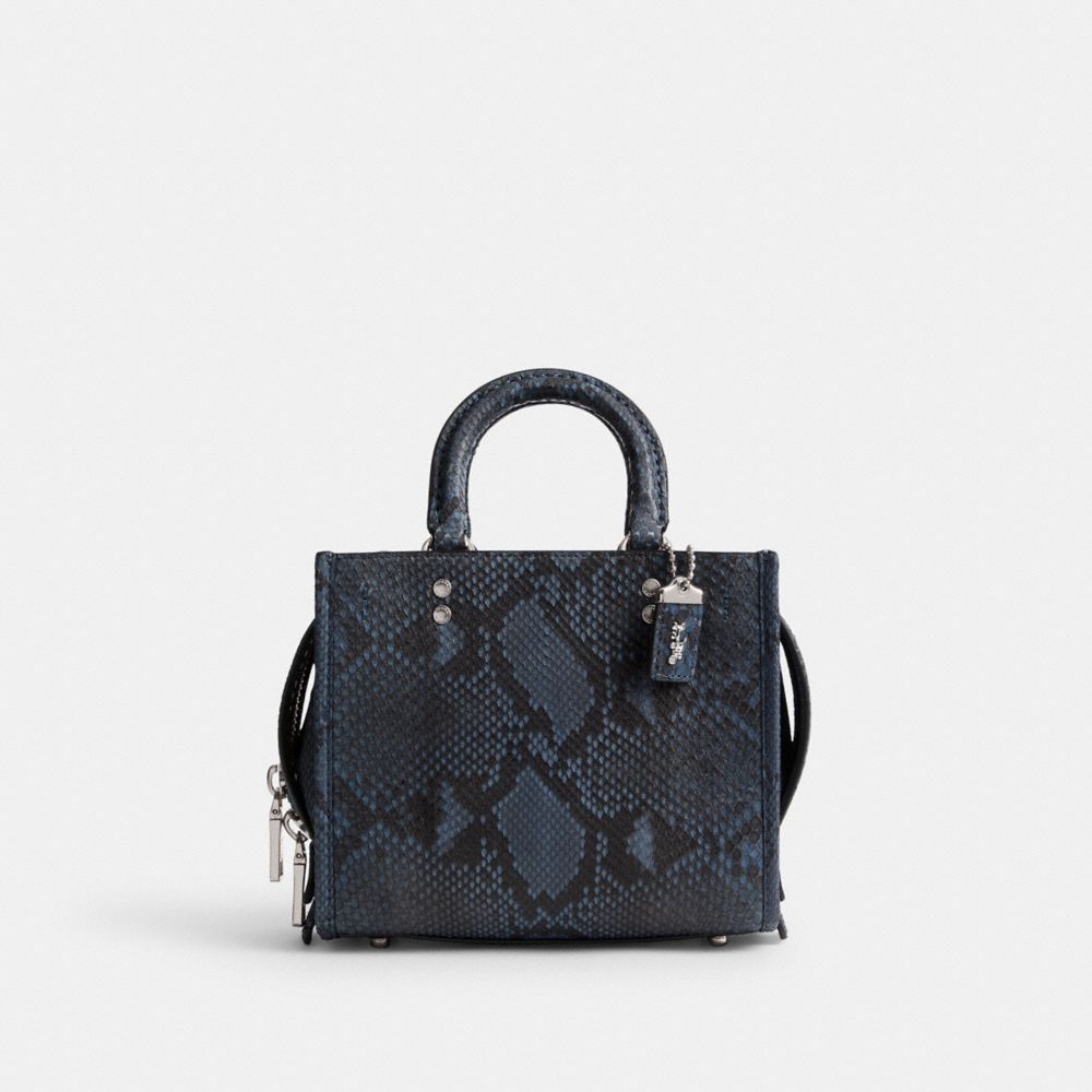 Dark Blue Women Coach Rogue 20 In Python Handbag | MY_CH61769