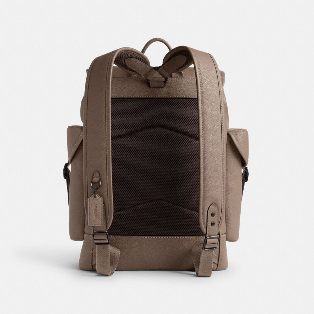 Dark Grey Men Coach Hitch Polished Pebble Leather Backpacks | MY_CH16422