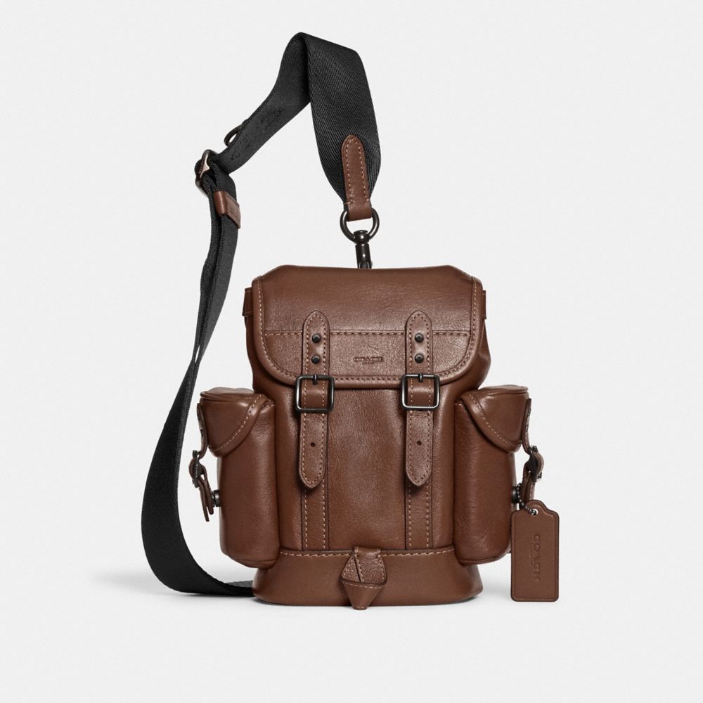 Dark Men Coach Hitch 13 Leather Backpacks | MY_CH51675