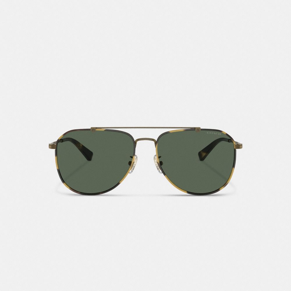 Gold Men Coach Metal Windsor Pilot Sunglasses | MY_CH25575