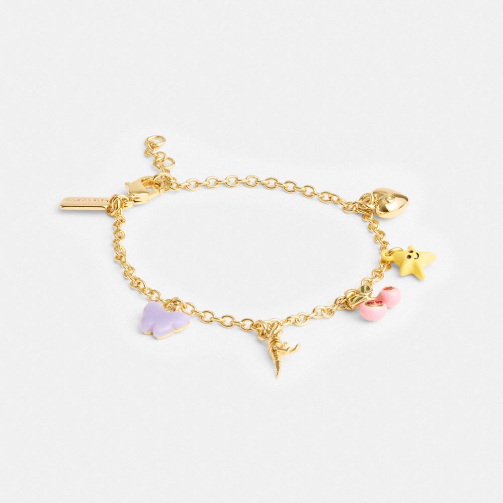 Gold Women Coach Cherry And Heart Charm Bracelets | MY_CH73017