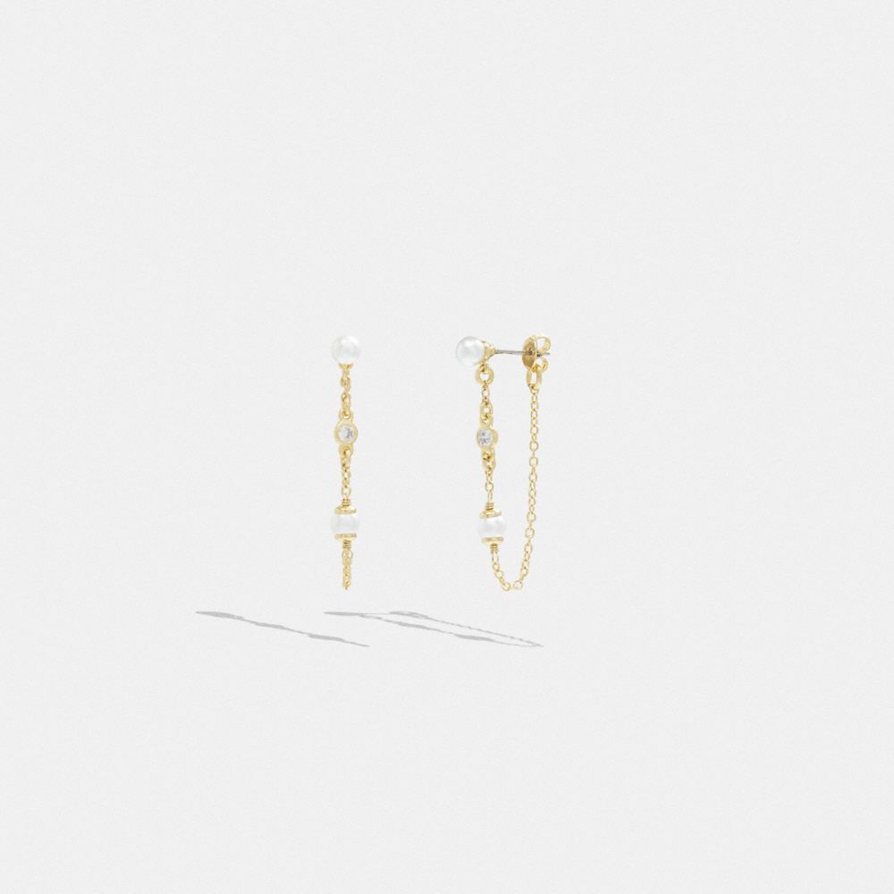 Gold Women Coach Classic Pearl Chain Earrings | MY_CH74429