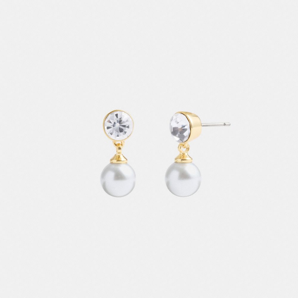 Gold Women Coach Classic Pearl Drop Earrings | MY_CH26071