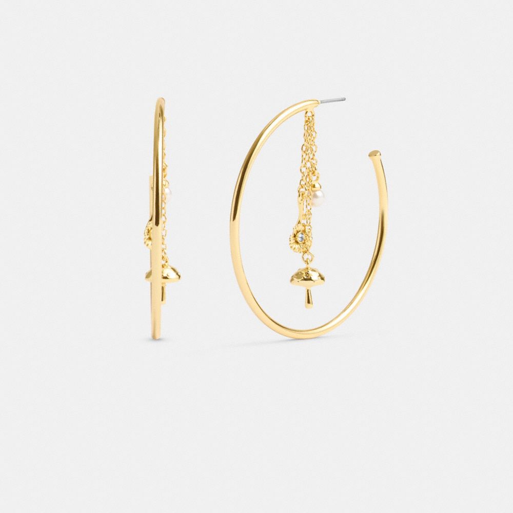 Gold Women Coach Garden Charms Hoop Earrings | MY_CH75446