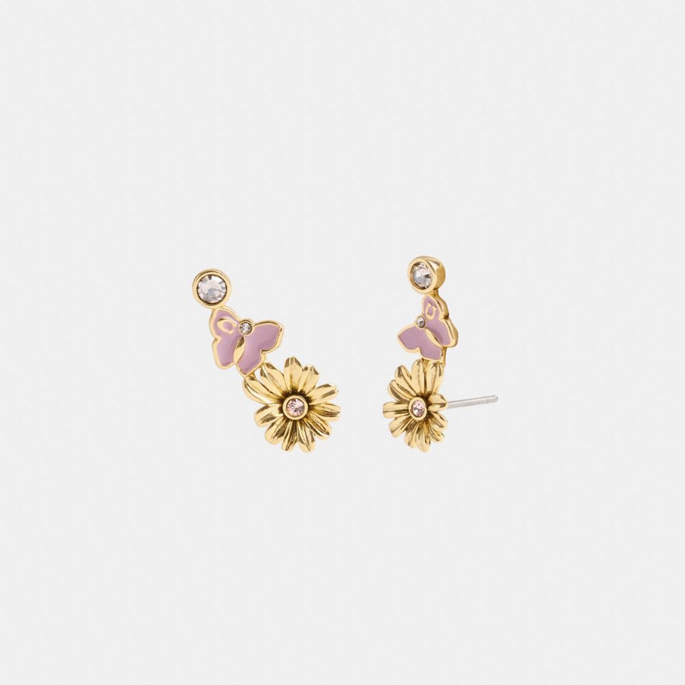 Gold Women Coach Garden Charms Stud Earrings | MY_CH53662