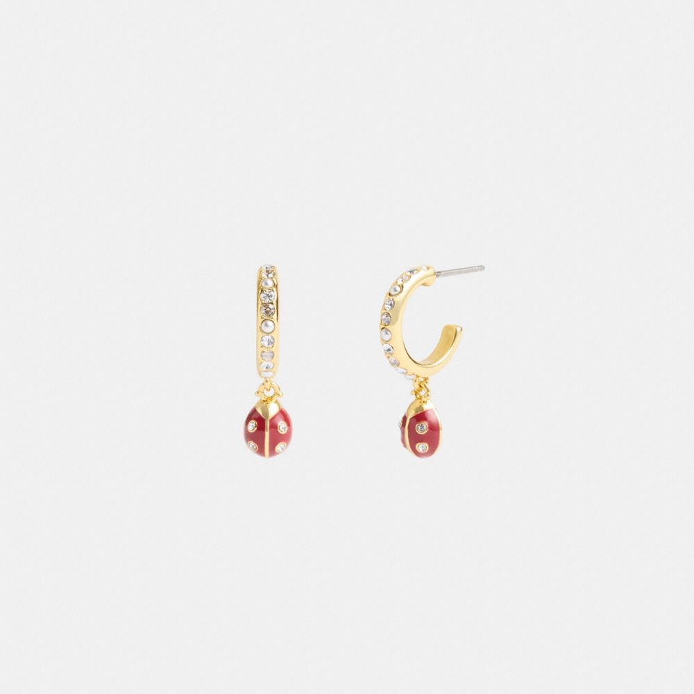 Gold Women Coach Garden Ladybug Drop Earrings | MY_CH13189