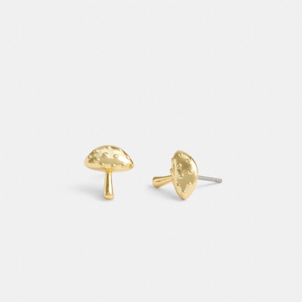 Gold Women Coach Garden Mushroom Stud Earrings | MY_CH25122