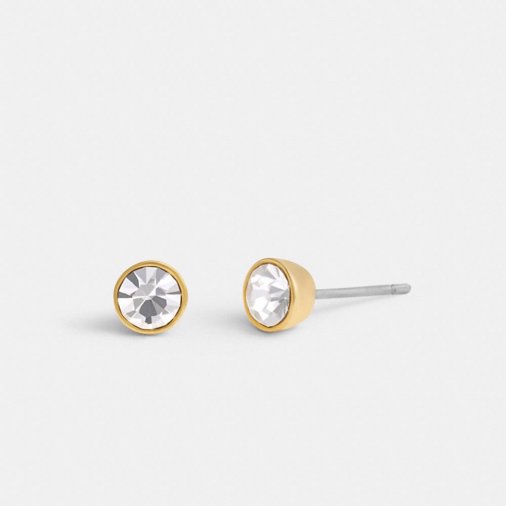 Gold Women Coach Halo Round Stud Earrings | MY_CH86099