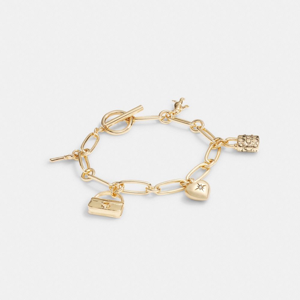 Gold Women Coach Iconic Charm Chain Bracelets | MY_CH40261