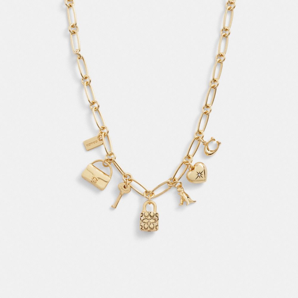 Gold Women Coach Iconic Charm Chain Necklace | MY_CH30641