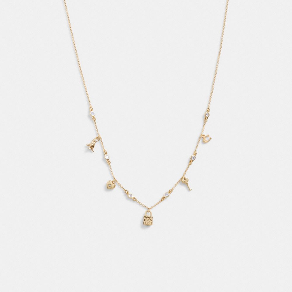 Gold Women Coach Mini Iconic Charm Necklace | MY_CH39132