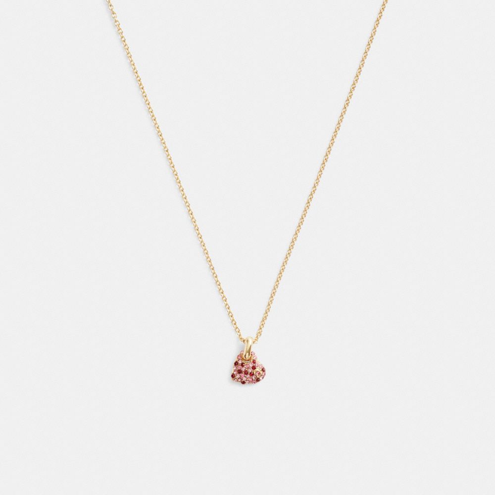 Gold Women Coach Pavé Heart Pendant Necklace | MY_CH94637