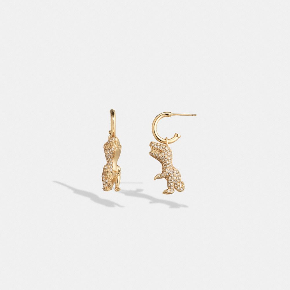 Gold Women Coach Pavé Rexy Huggie Earrings | MY_CH64116