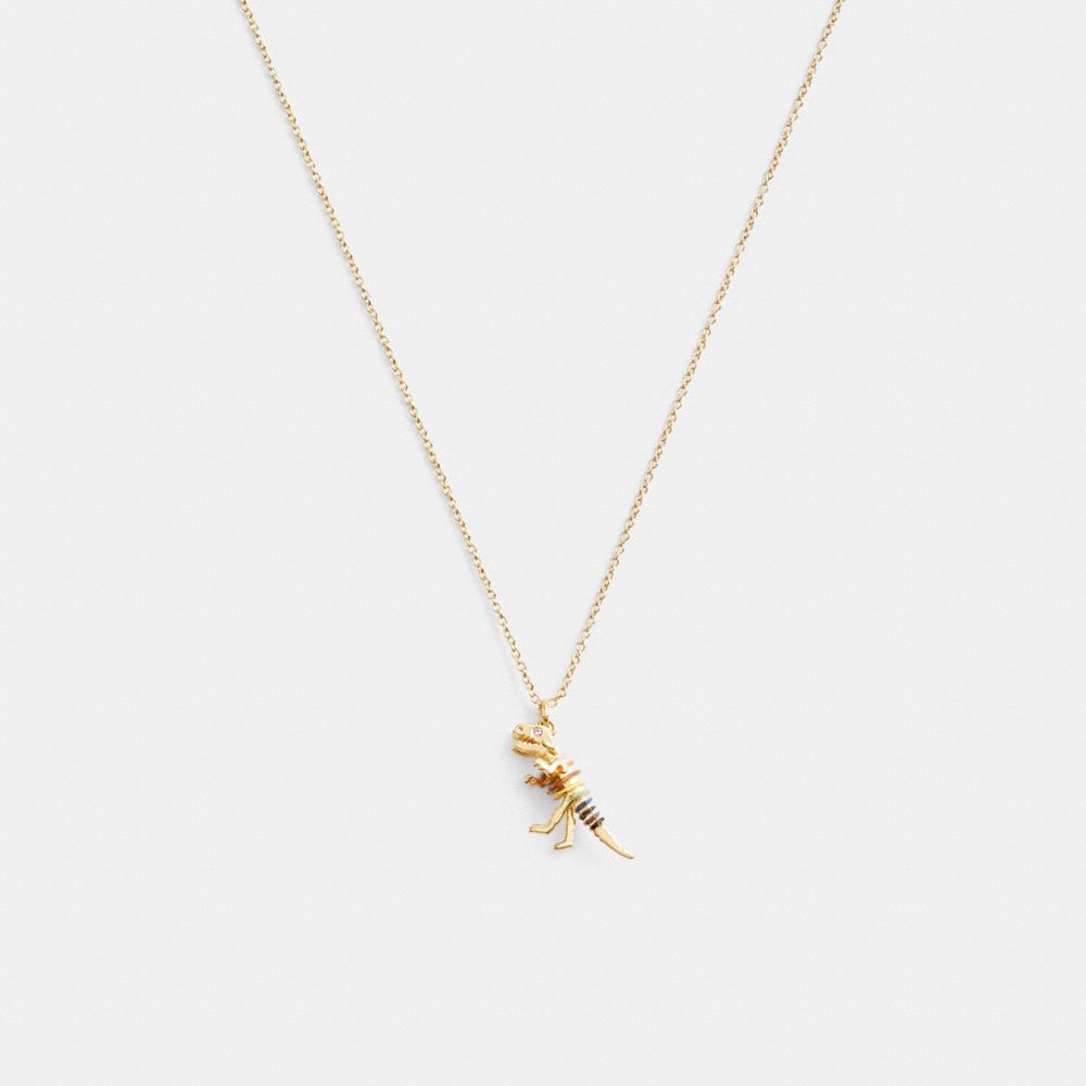 Gold Women Coach Skeletal Rexy Pendant Necklace | MY_CH76039