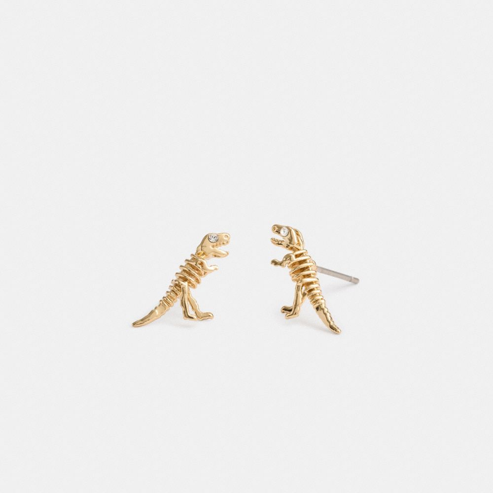 Gold Women Coach Skeletal Rexy Stud Earrings | MY_CH60172