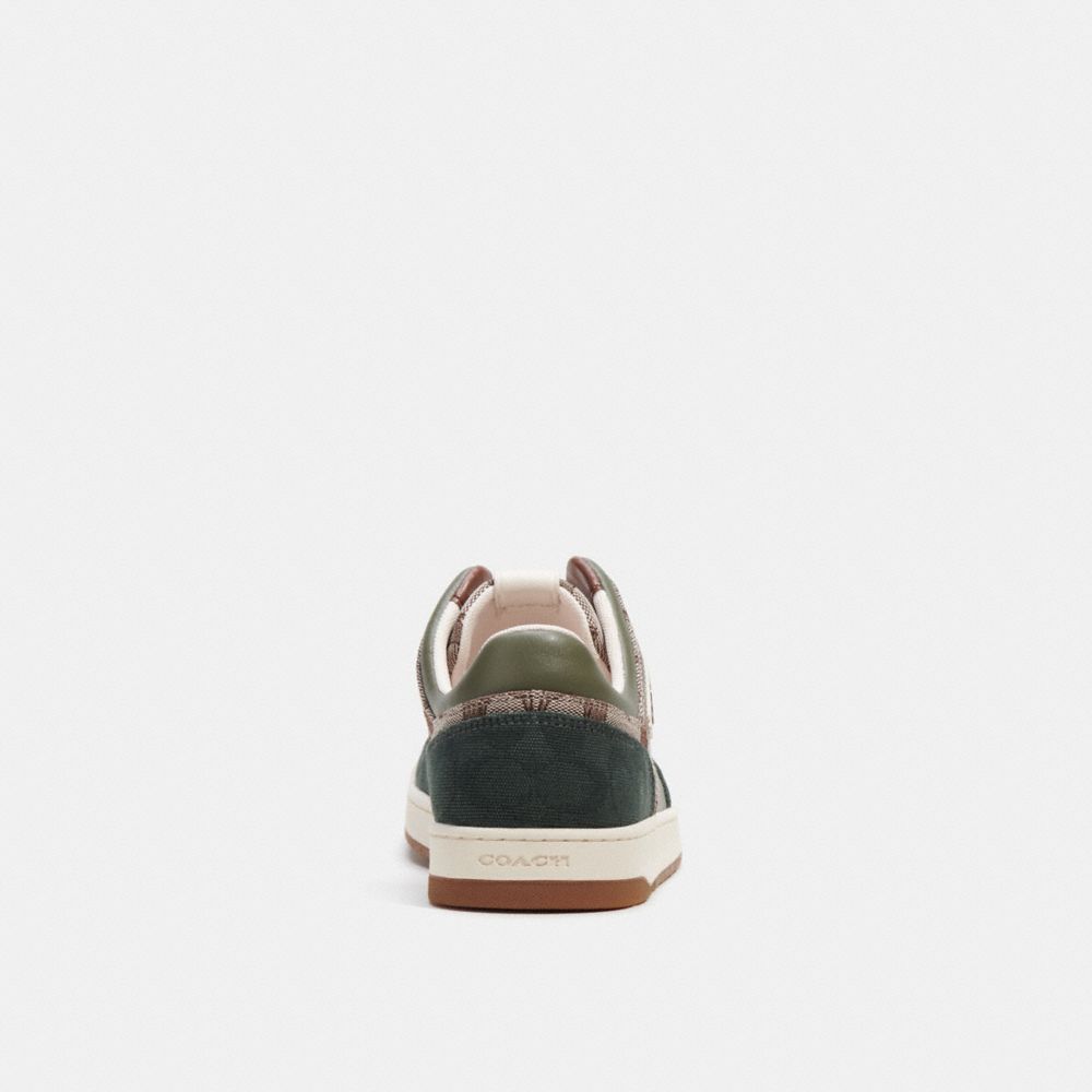 Green Men Coach C201 In Mixed Signature Fabric Oak Sneakers | MY_CH16120