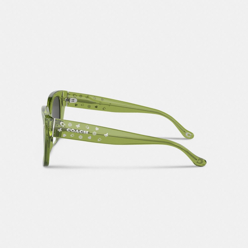 Green Women Coach Charms Oversized Square Sunglasses | MY_CH78137