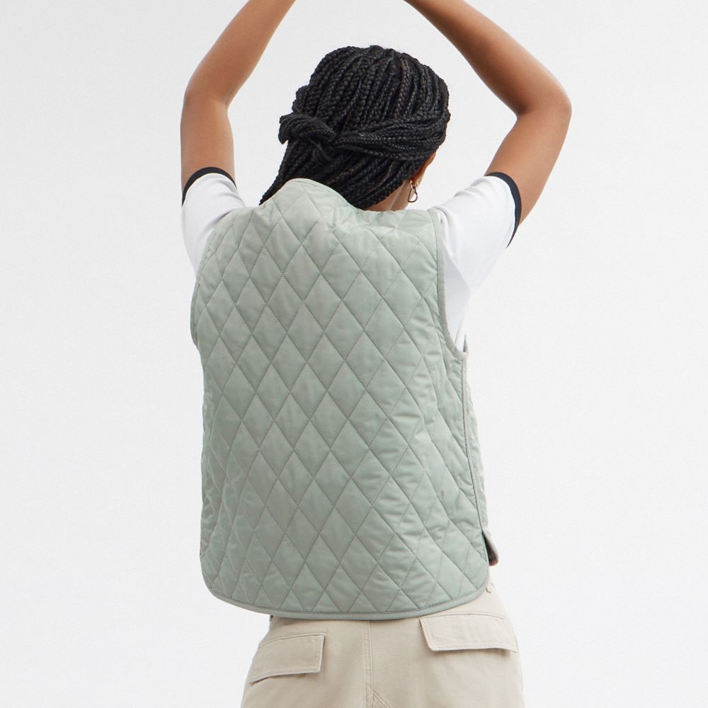 Green Women Coach Quilted Jackets | MY_CH79277