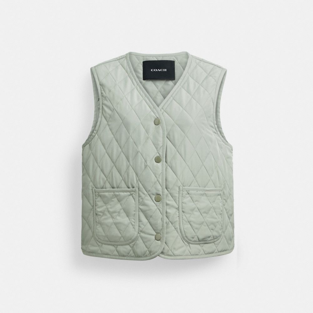 Green Women Coach Quilted Jackets | MY_CH79277