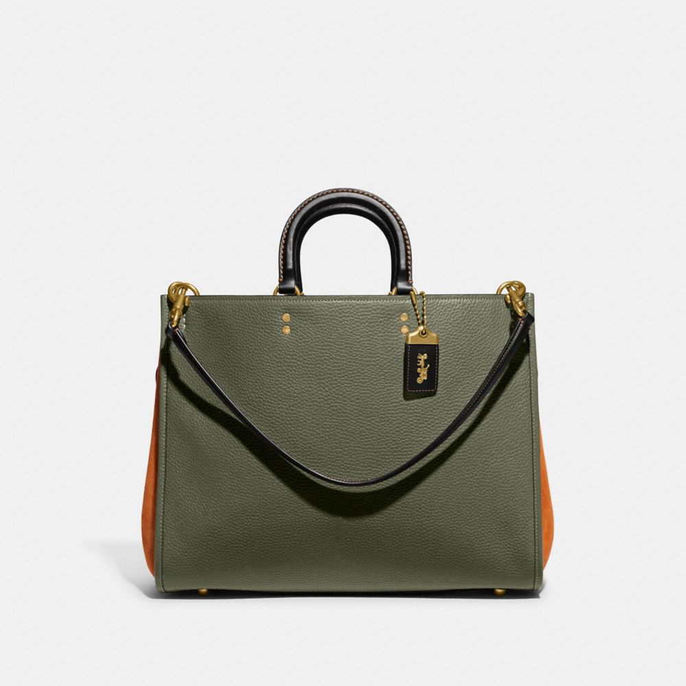 Green / Orange Women Coach Rogue 39 In Colorblock Pebble Leather Handbag | MY_CH84079